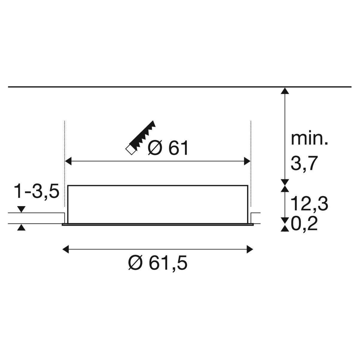 LA 1008633 MEDO® 60 vestavné svítidlo do stropu, rám, 3000/4000K, 80°, IP20, kulaté, bílé - BIG WHITE (SLV) (obrázek 5)