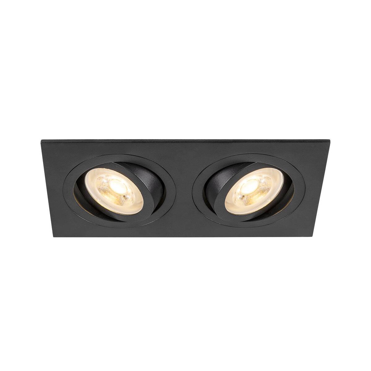 LA 1008510 NEW TRIA® 155 zapuštěné stropní svítidlo, čtvercové, 2 x GU10, dvoulampa, černá barva - BIG WHITE (SLV)