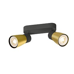Obrázek pro produkt PURI 2.0 Dome nástěnné a stropní svítidlo pro povrchovou montáž, dlouhé, 2 x max. 6W GU10, černá/zlatá - BIG WHITE (SLV)