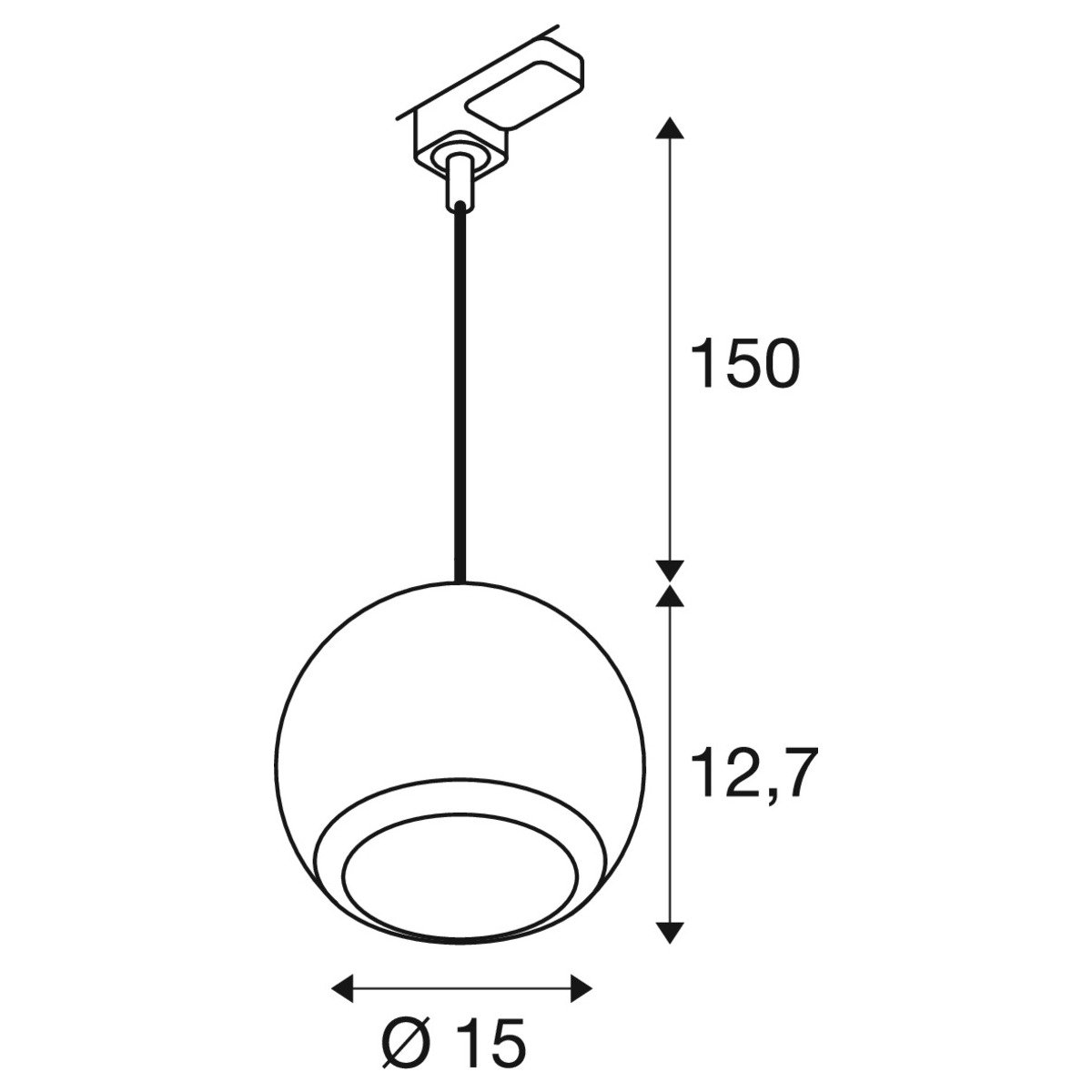 LA 1008176 LIGHT EYE® 150 3~ závěsné svítidlo, GU10, délka závěsu 150cm, 1x max. 13W, matně černá - BIG WHITE (SLV) (obrázek 7)