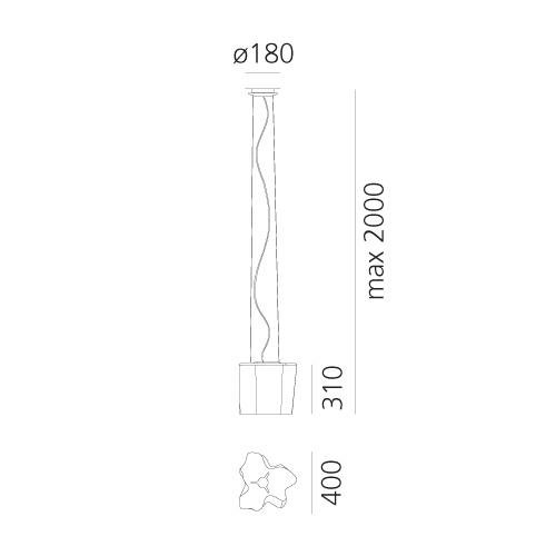 AR 0453020A Závěsné svítidlo Logico 1x150W výška skla 31cm - ARTEMIDE (obrázek 4)