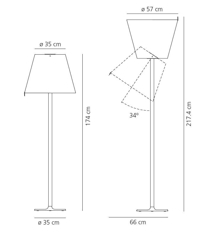AR 0577010A Stojací lampa Melampo velká šedá 2x150W výklopná - ARTEMIDE (obrázek 3)