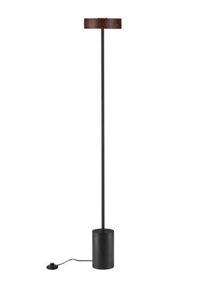 NV 9695294 Stojací lampa THEA LED 17W 929lm 3000K černá / dřevo / zlatá 135cm - NOVALUCE