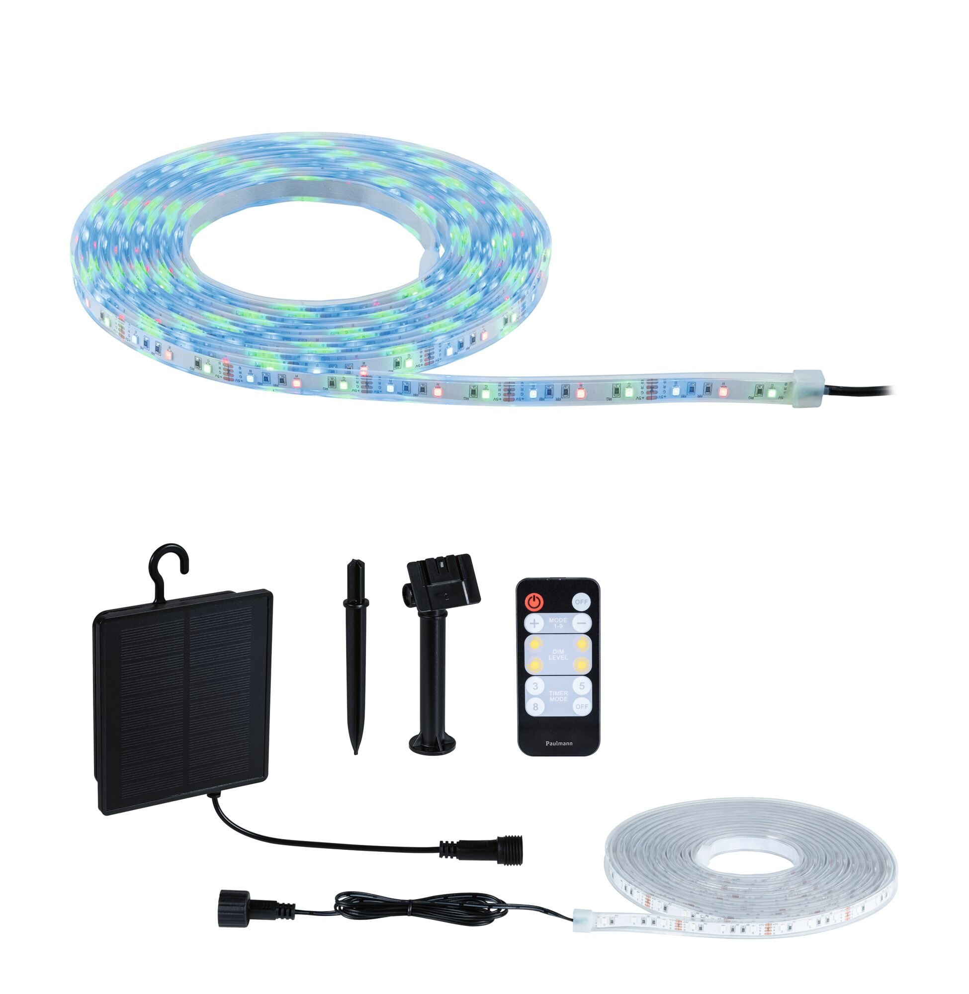P 71194 LED pásek solární vč. dálkový ovladač 5m IP44 3,2W 22lm/m 60 LEDs/m RGB - PAULMANN
