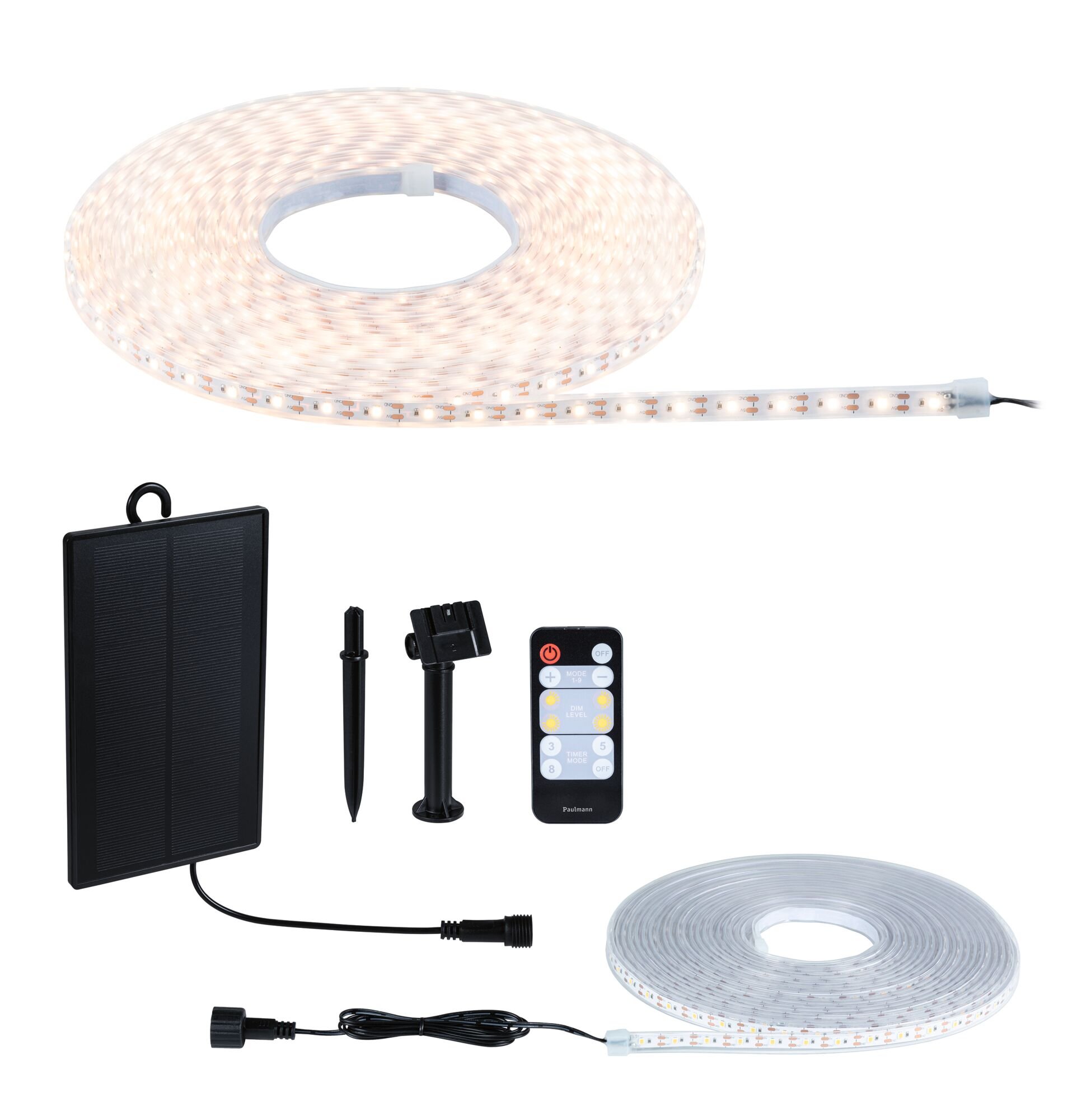 P 71195 LED pásek solární vč. dálkový ovladač 10m IP44 3,2W 28lm/m 60 LEDs/m 3000K - PAULMANN