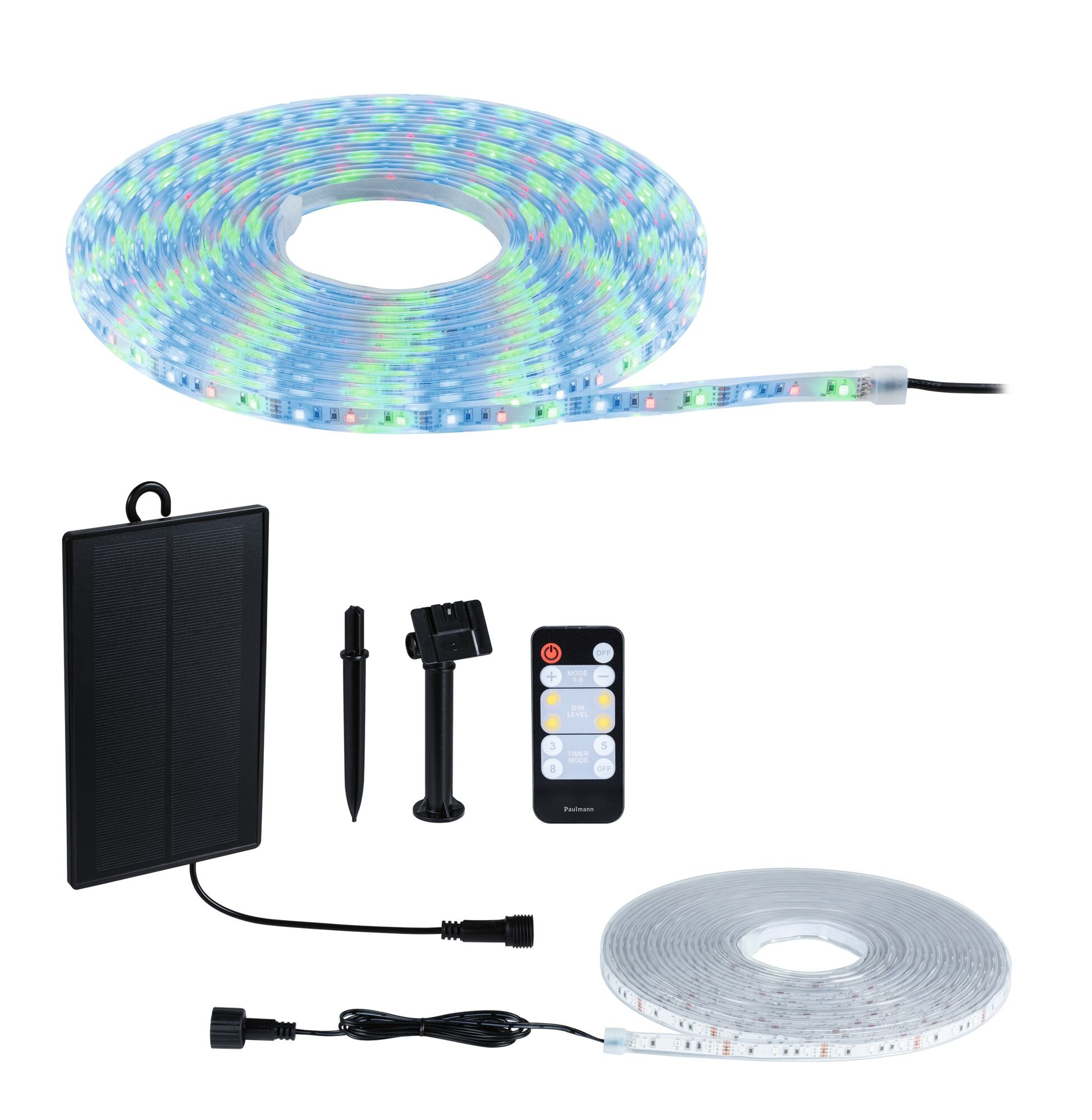 P 71196 LED pásek solární vč. dálkový ovladač 10m IP44 3,8W 14lm/m 60 LEDs/m RGB - PAULMANN