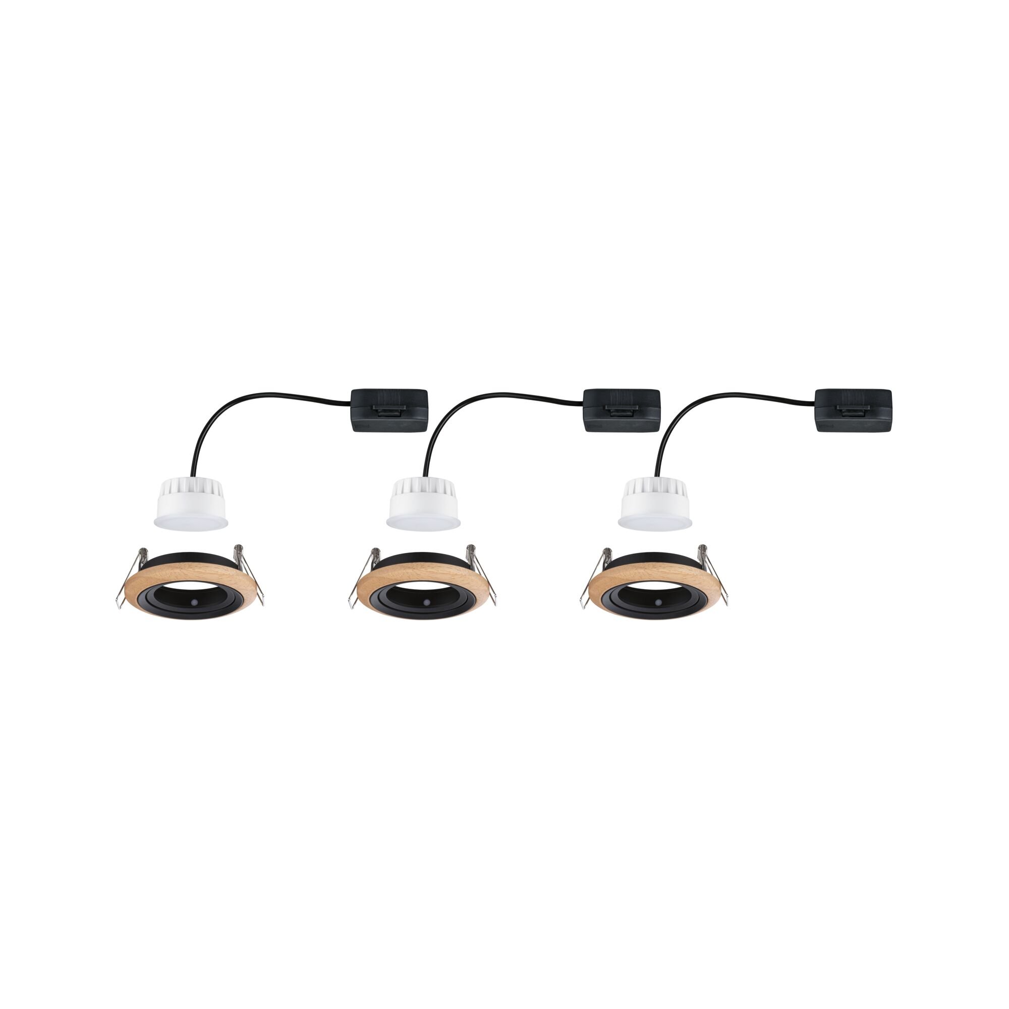 P 92237 LED vestavné svítidlo Lanati 3ks sada kruhové 84mm 30° Coin 3x6W 230V 2700K dub/černá mat - PAULMANN (obrázek 8)