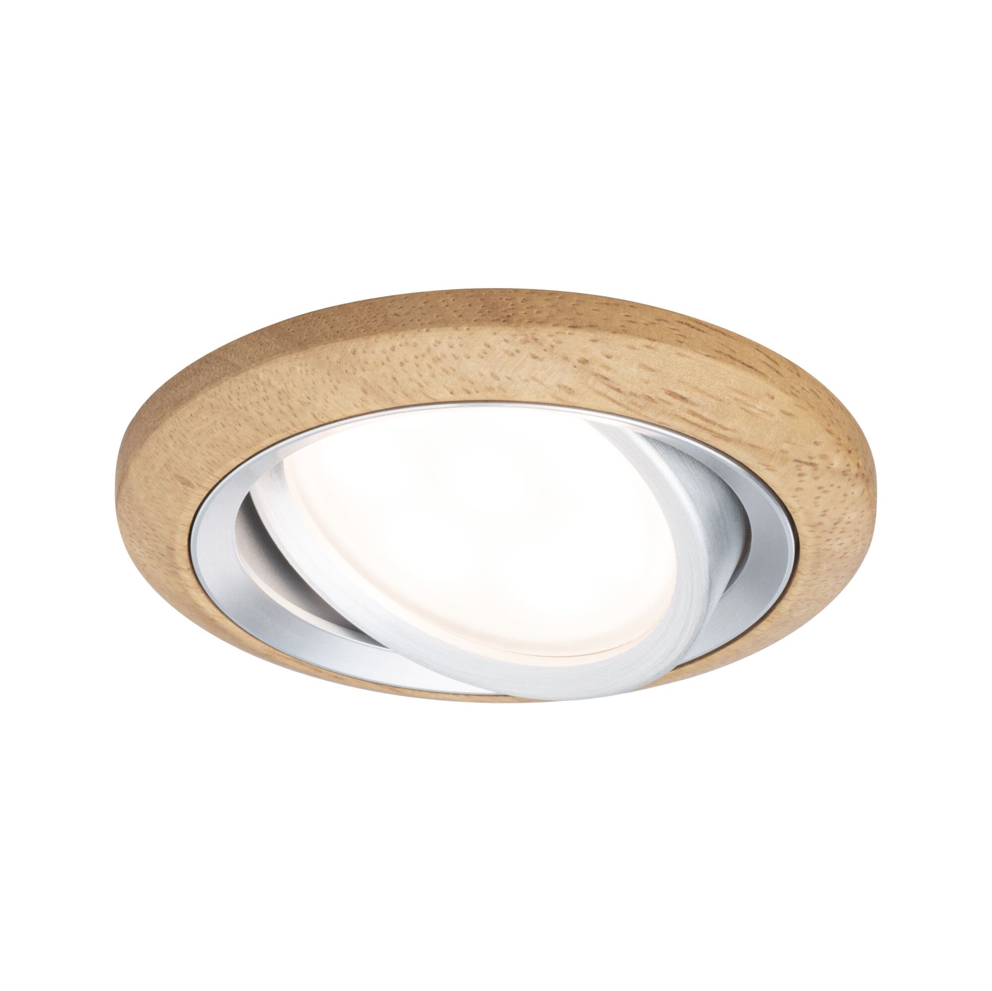 P 92240 LED vestavné svítidlo Lanati spot kruhové 84mm 30° Coin 6W 230V 2700K dub/hliník broušený - PAULMANN