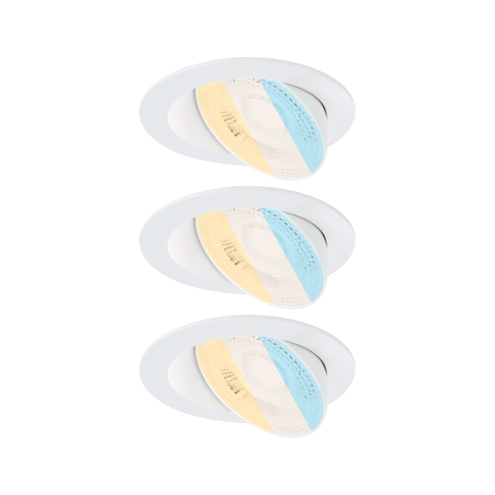 P 92254 LED vestavné svítidlo White Select Aumus 3ks sada kruhové 105mm 90° 3x5W 230V stmívatelné 2700 - 6500K bílá - PAULMANN