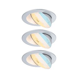 Obrázek pro produkt LED vestavné svítidlo White Select Aumus 3ks sada kruhové 105mm 90° 3x5W 230V stmívatelné 2700 - 6500K matný chrom - PAULMANN