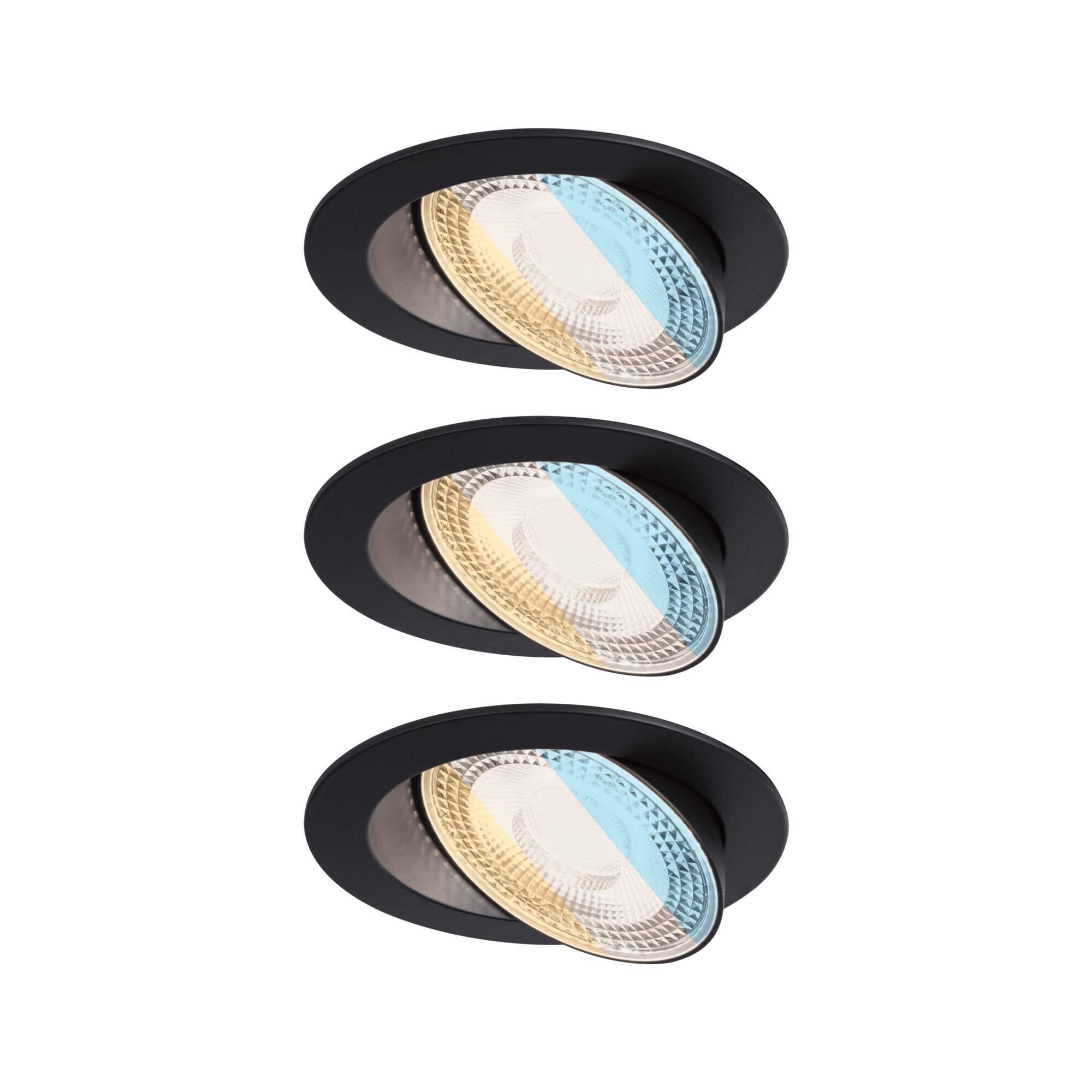 P 92258 LED vestavné svítidlo White Select Aumus 3ks sada kruhové 105mm 90° 3x5W 230V stmívatelné 2700 - 6500K černá - PAULMANN