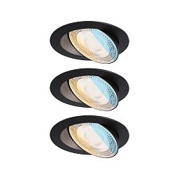 Obrázek pro produkt LED vestavné svítidlo White Select Aumus 3ks sada kruhové 105mm 90° 3x5W 230V stmívatelné 2700 - 6500K černá - PAULMANN