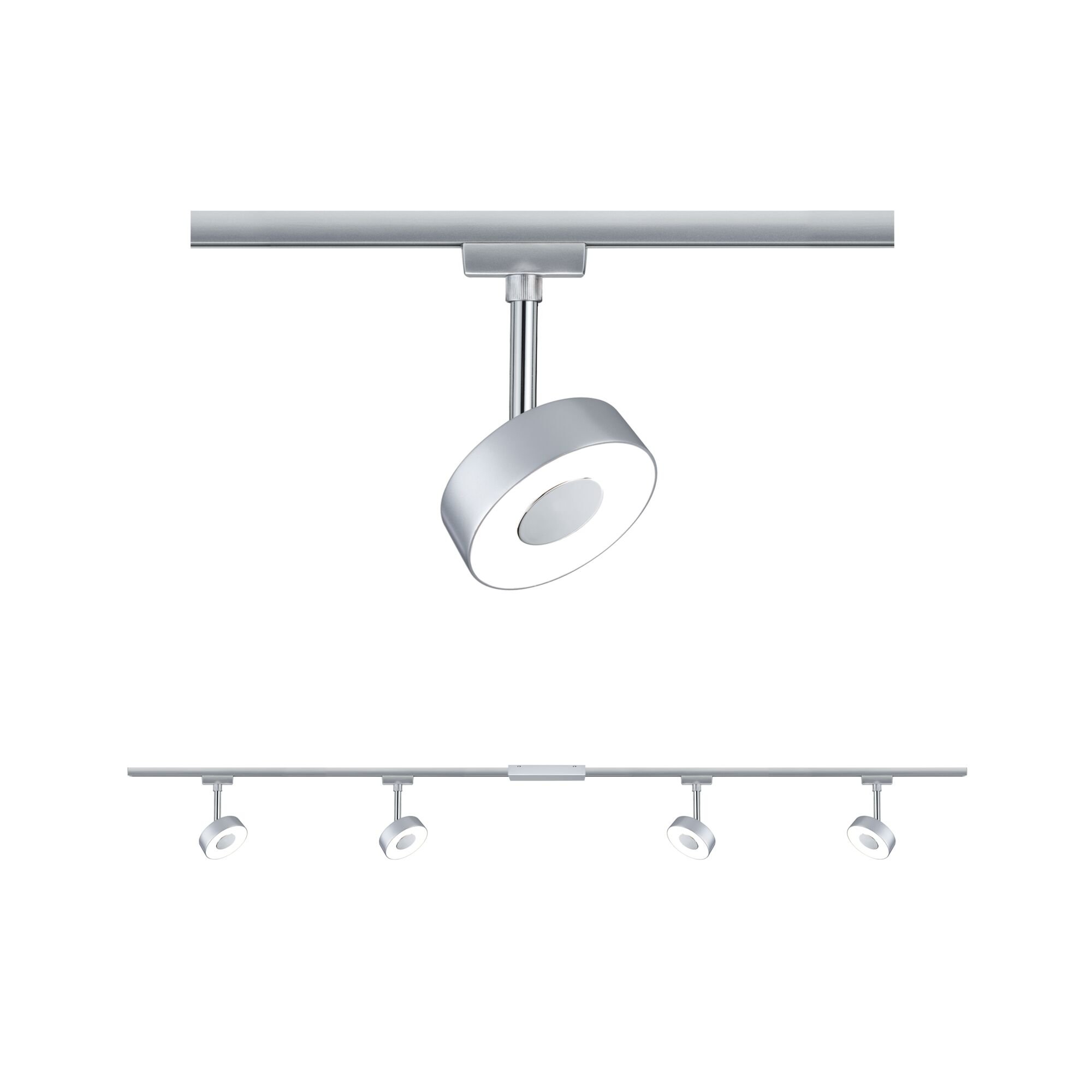 P 96895 URail LED lištový spot Circle základní sada 4x5,3W 2700K 230V matný chrom/chrom - PAULMANN