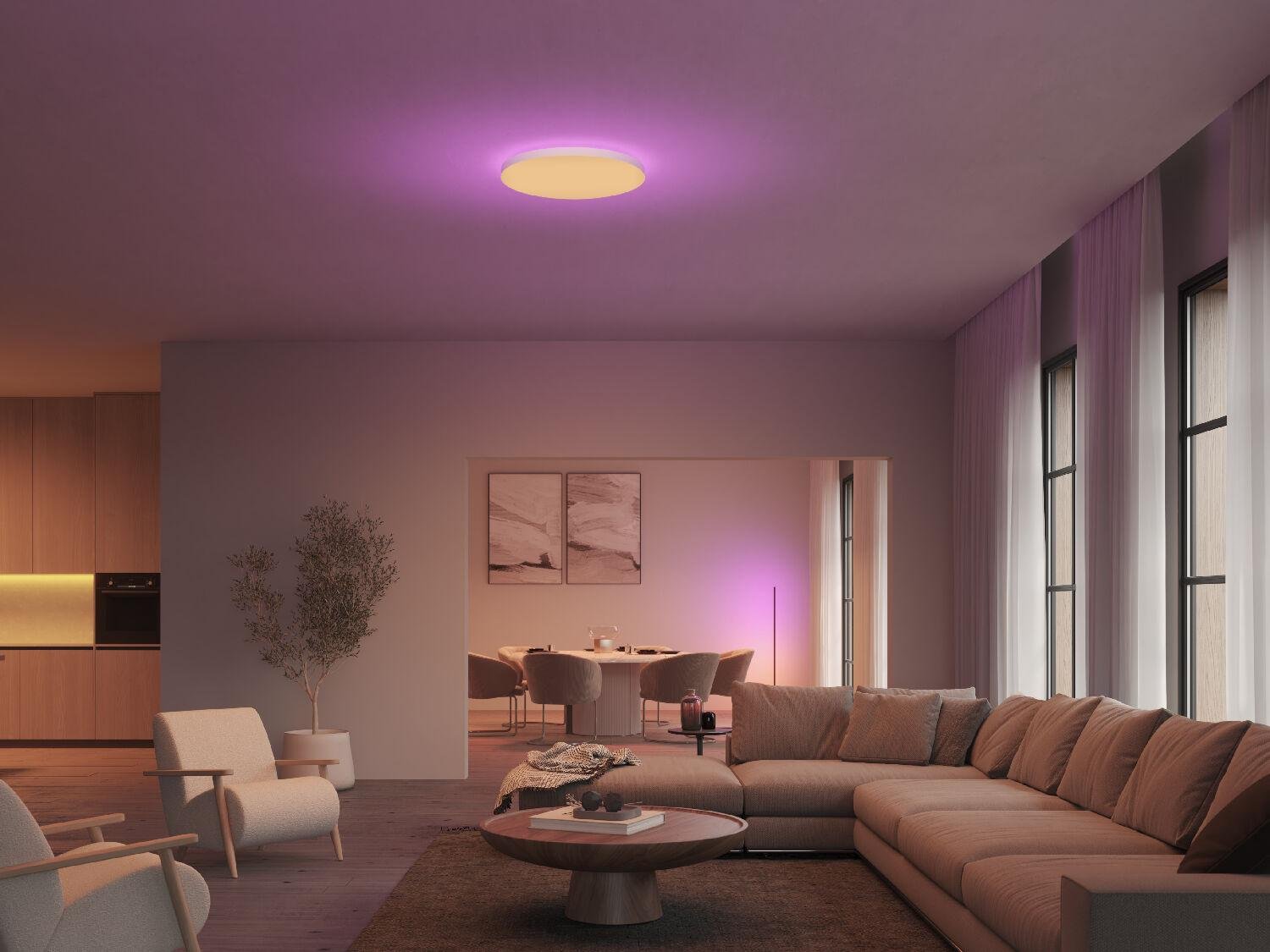 PH 8720169277557 Hue WACA Datura XL stropní svítidlo LED 67W 5390lm 2000-6500K RGB 57,4cm kulaté IP20, bílé - PHILIPS (obrázek 9)