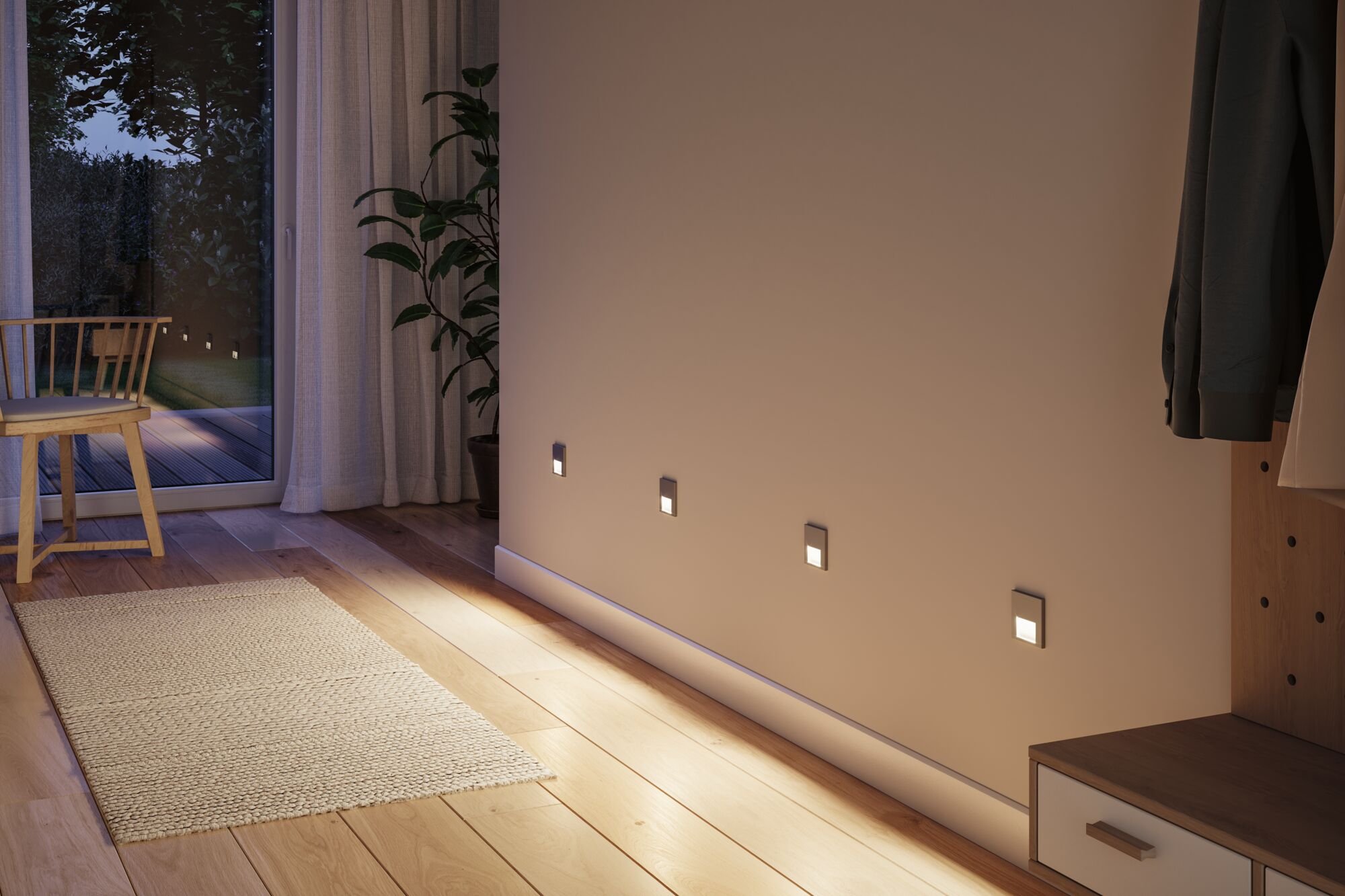 P 80000 LED vestavné svítidlo do zdi Tsaro hranaté 80x36mm 1W 230V 2700K matný chrom - PAULMANN (obrázek 5)