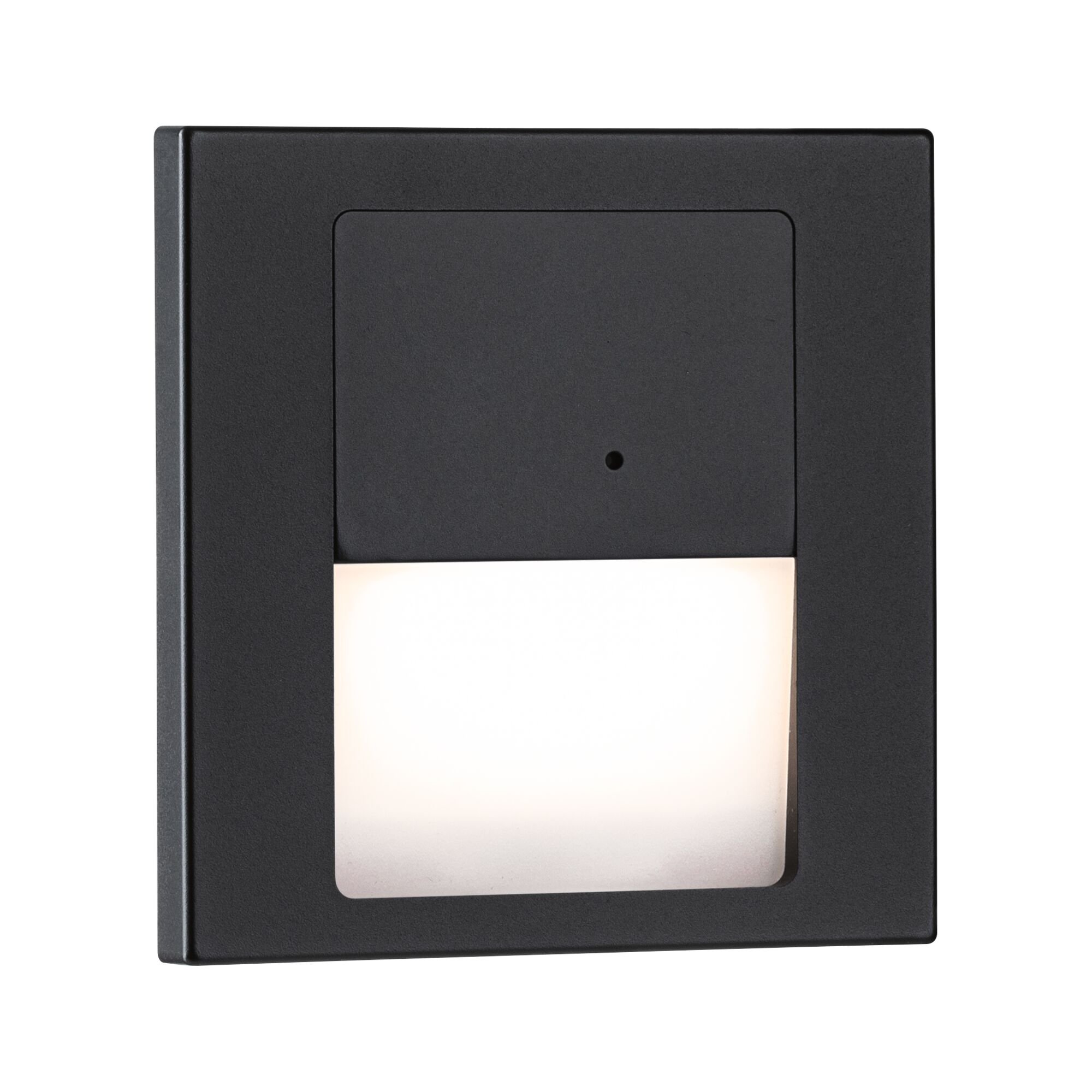 P 80004 LED vestavné svítidlo do zdi Tsaro hranaté 80x36mm 1W 230V 2700K černá mat čidlo - PAULMANN