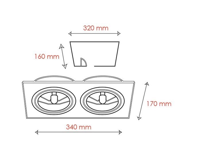 BPM 3051CDMR Vestavné svítidlo Aluminio Plata, kartáčovaný hliník 2x70W, 230V - BPM (obrázek 3)