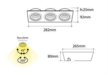 BPM 3056LED2.D40.3K Vestavné svítidlo Aluminio Negro černá 3x 7W LED 230V - BPM (obrázek 2)