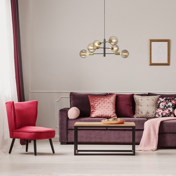RED R14399 ARTEMIA 6 závěsná černá česaná mosaz 230V E27 6x15W - RED - DESIGN RENDL (obrázek 3)