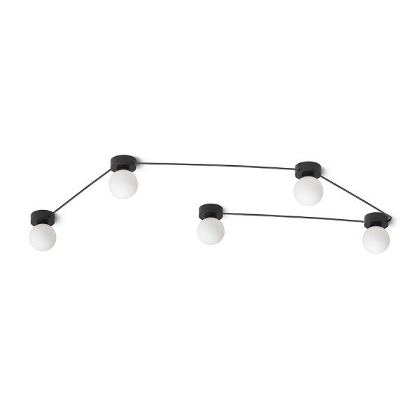RED R14387 VELA V stropní černá opálové sklo 230V G9 5x6W - RED - DESIGN RENDL