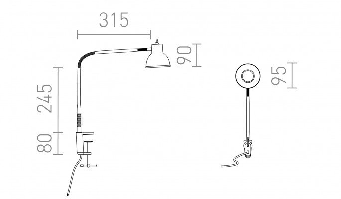 RED R14377 HARMONY s úchytem ke stolu černá 230V GU10 8W - RED - DESIGN RENDL (obrázek 6)
