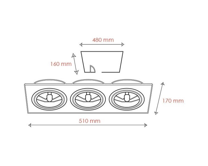 BPM 4252LED.D40.3K Vestavné svítidlo Aluminio Blanco, bílá 3x 15W LED 230V - BPM (obrázek 2)