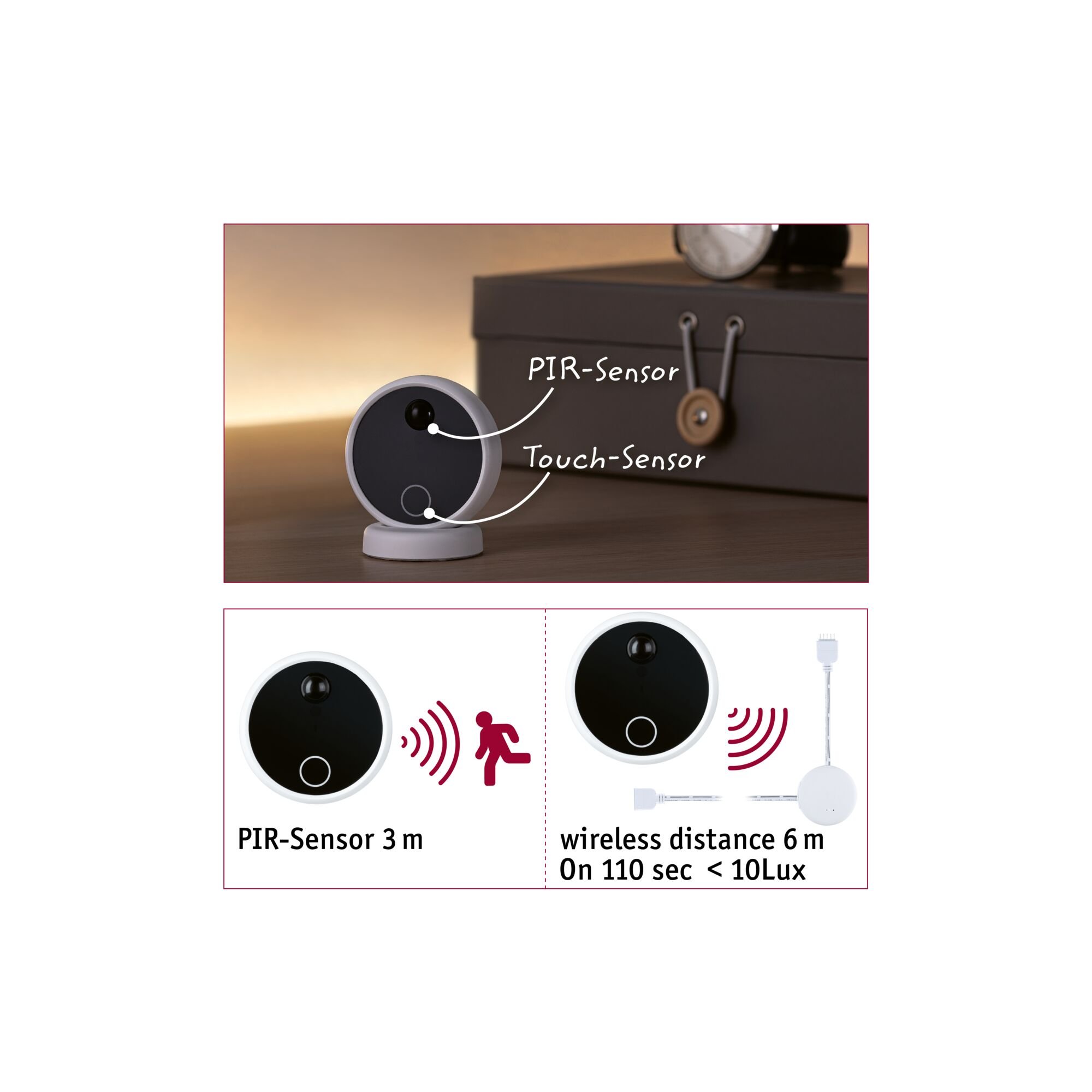 P 71228 MaxLED Wireless PIR & Touch DC3V bílá/černá - PAULMANN (obrázek 9)