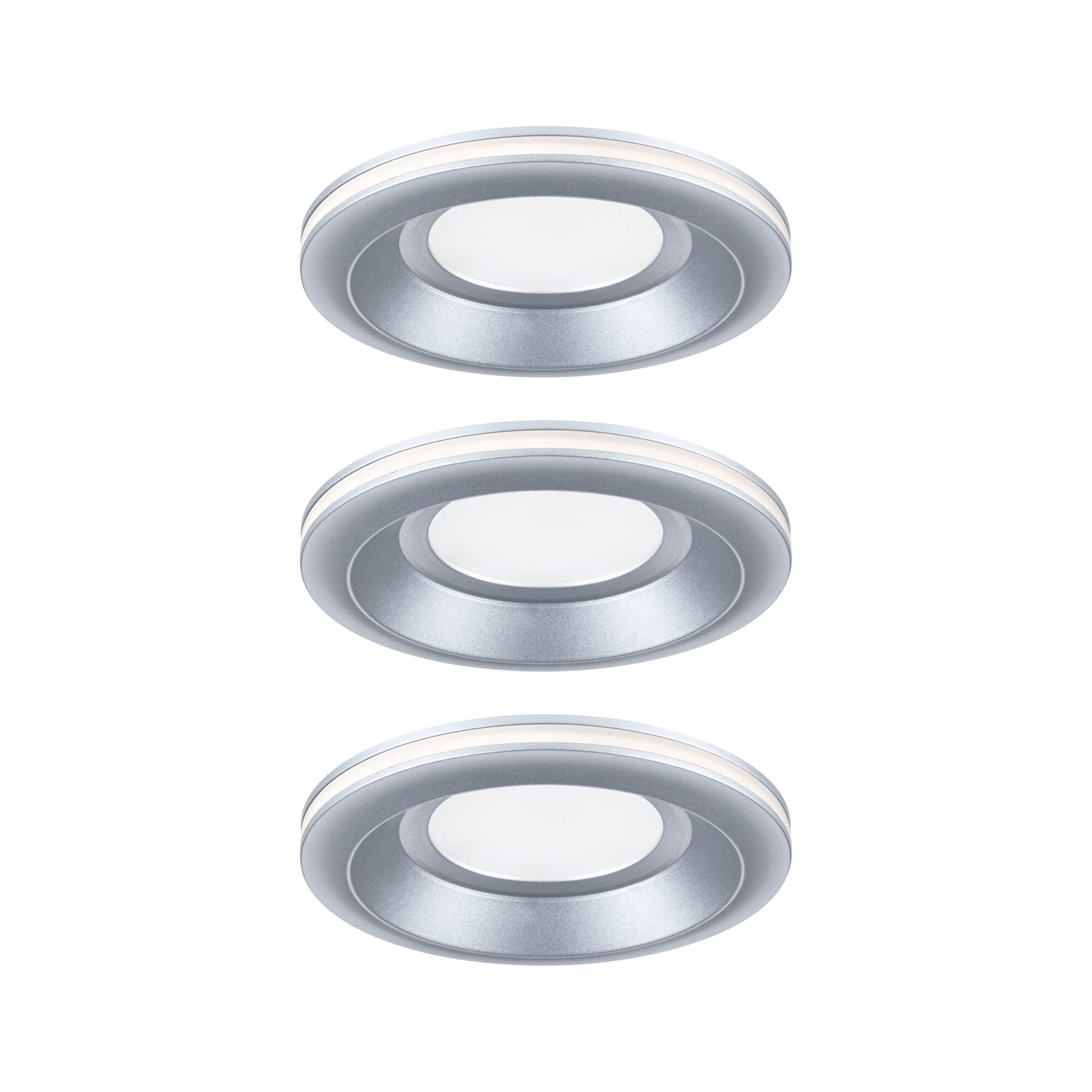 P 92250 LED vestavné svítidlo Sormus 3ks sada IP65 kruhové 100mm 3x4,8W / 1,5W / 230V 3000K matný chrom - PAULMANN