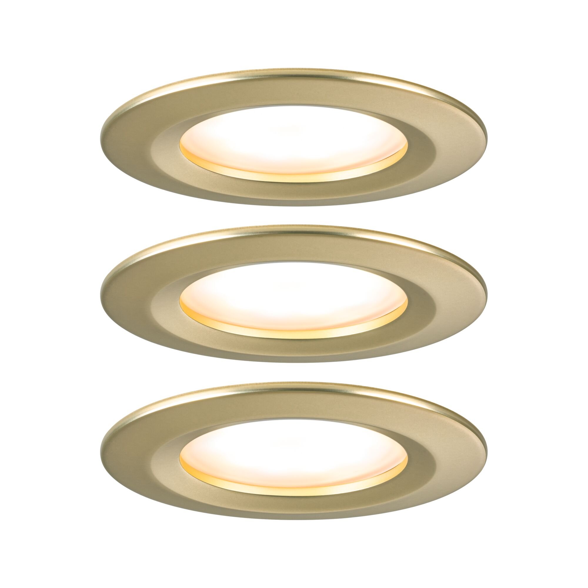P 92405 LED vestavné svítidlo Nova Coin základní sada nevýklopné IP44 kruhové 78mm Coin 3x6W 230V 2700K zlatá mat - PAULMANN