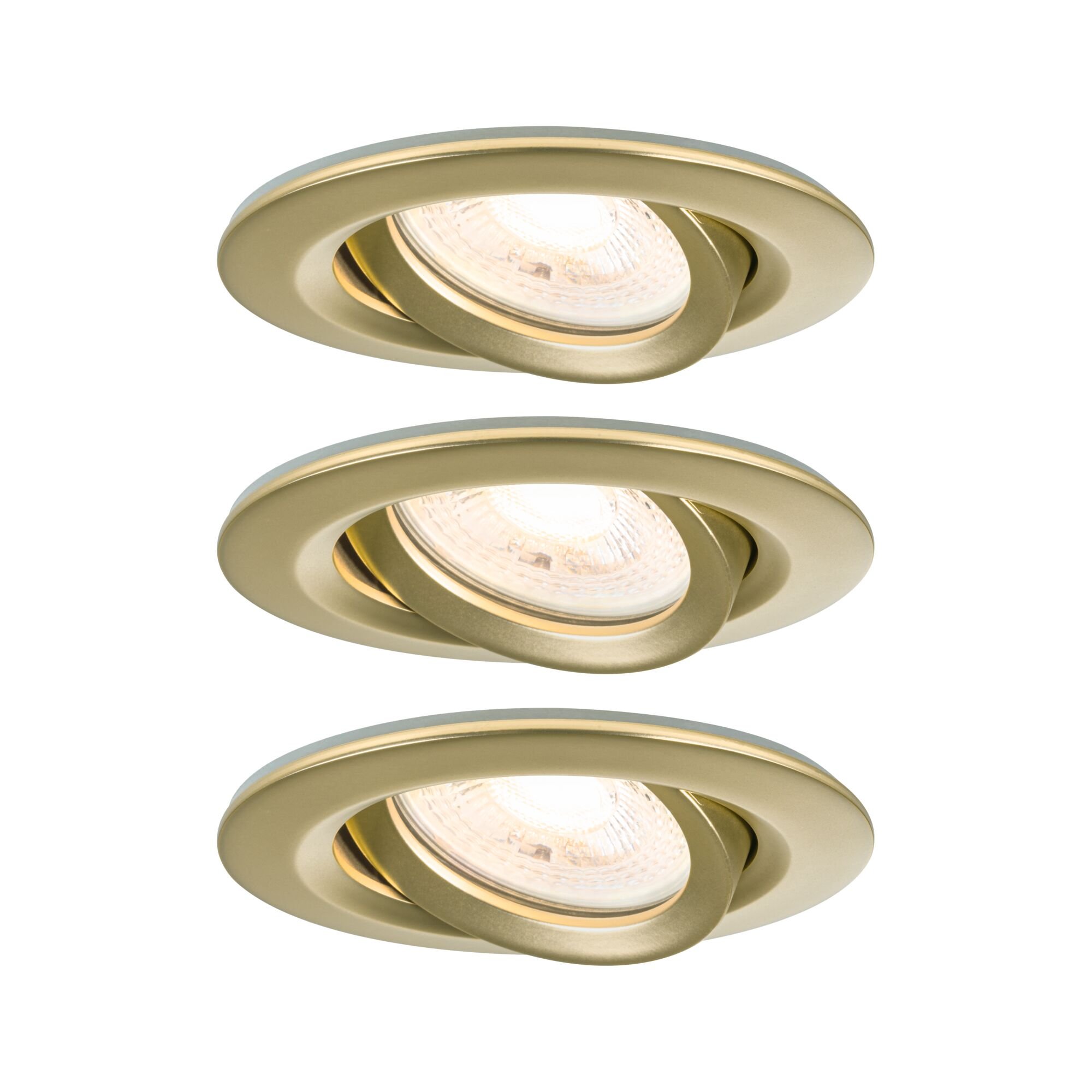 P 92408 LED vestavné svítidlo Nova Plus 3ks sada IP65 kruhové 93mm 30° GU10 3x6W 230V stmívatelné 2700K zlatá mat - PAULMANN