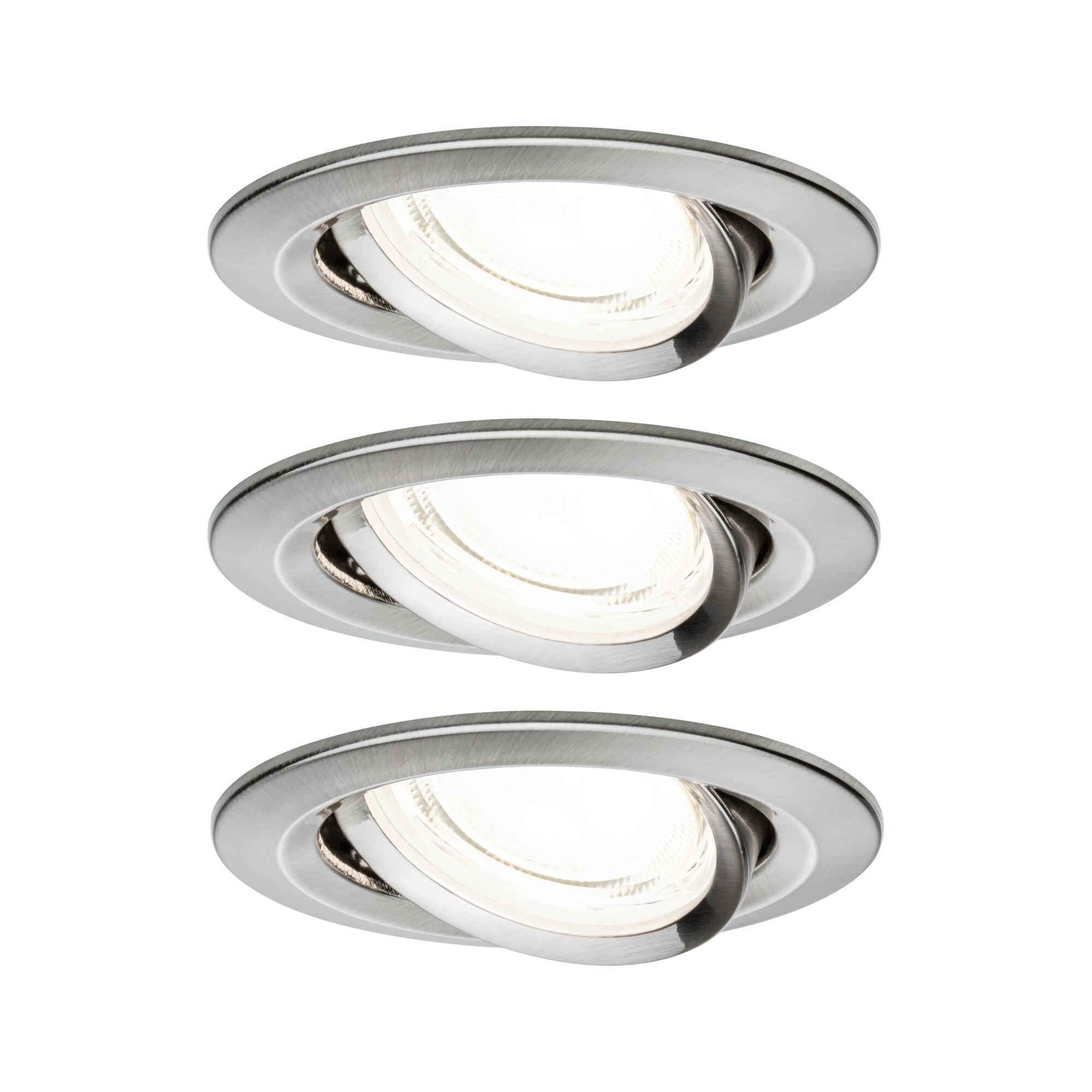 P 92456 LED vestavné svítidlo Nova Coin 3ks sada kruhové 84mm 50° 3x2,8W 230V 4000K kov kartáčovaný - PAULMANN