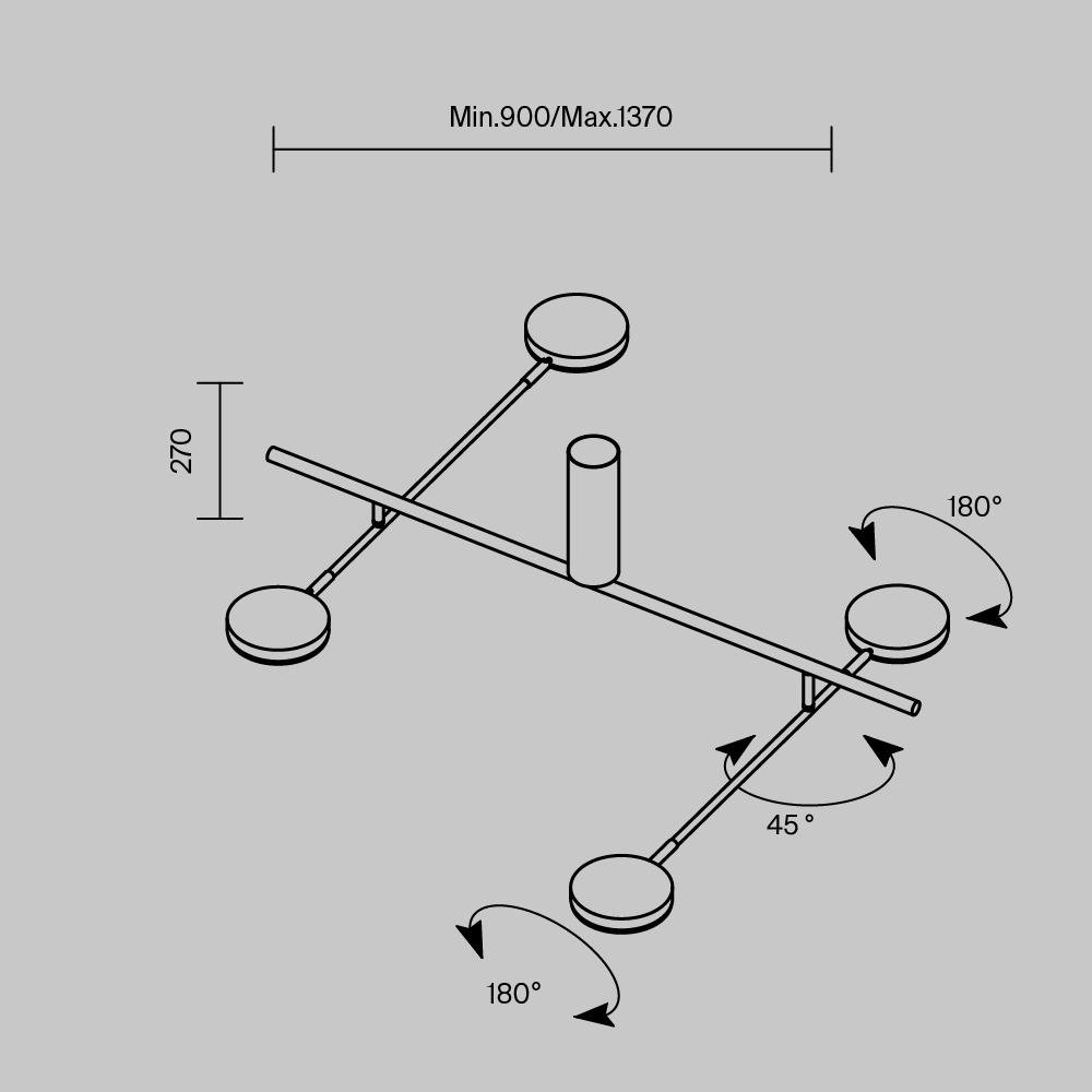 M MOD070CL-L30B3K Stropní svítidlo Fad 3000K 26W teplá bílá černý kov - MAYTONI (obrázek 4)