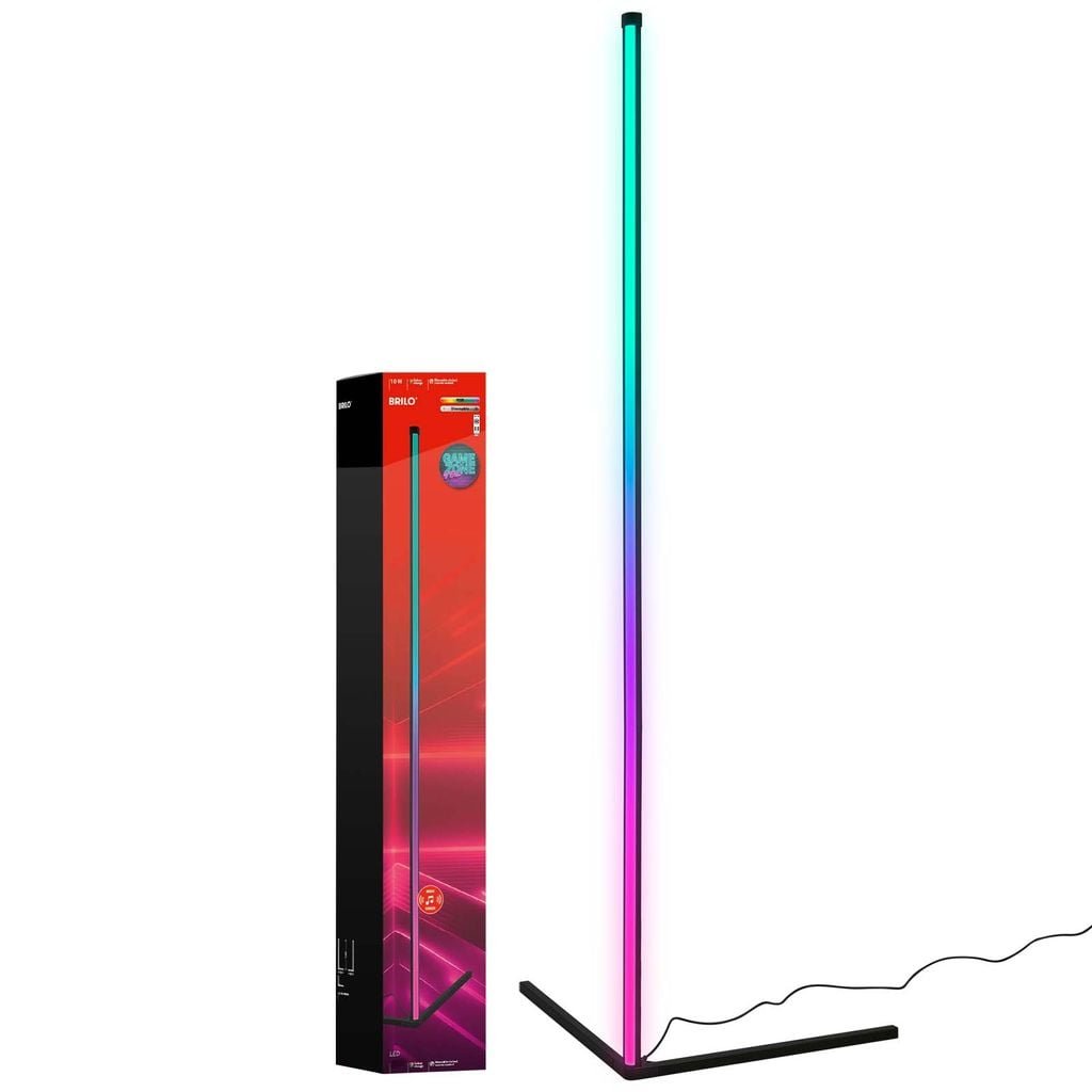 BRILO 1203015 RGBIC LED stojanová lampa, dálkový ovladač, Gaming Deko, stmívatelné, 143 cm, časovač - BRILO