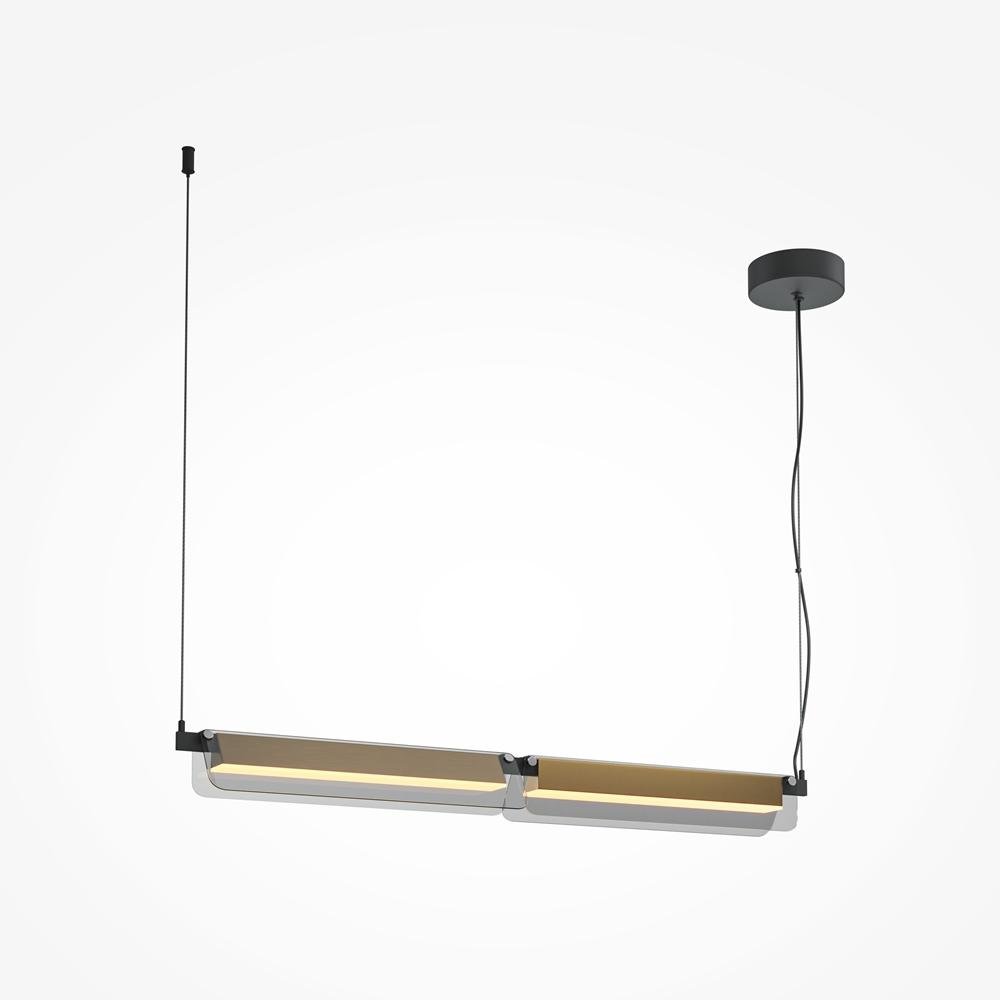 M MOD296PL-L20BS3K Závěsné svítidlo Flat 3000K 20W teplá bílá 2480lm černá/mosaz kov - MAYTONI