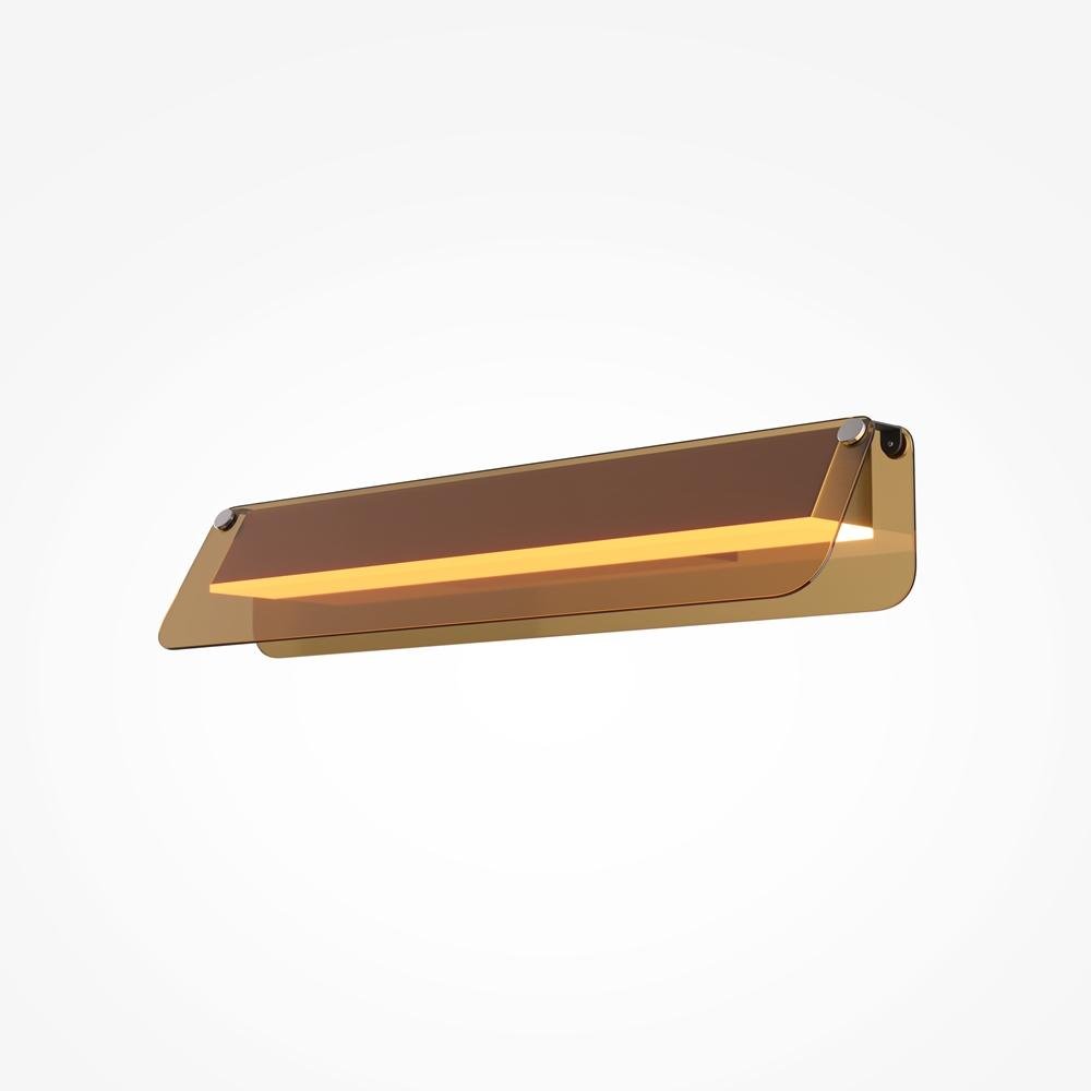 M MOD296WL-L10BC3K Nástěnné svítidlo Flat 3000K 10W teplá bílá 1150lm černá/zlatá kov - MAYTONI