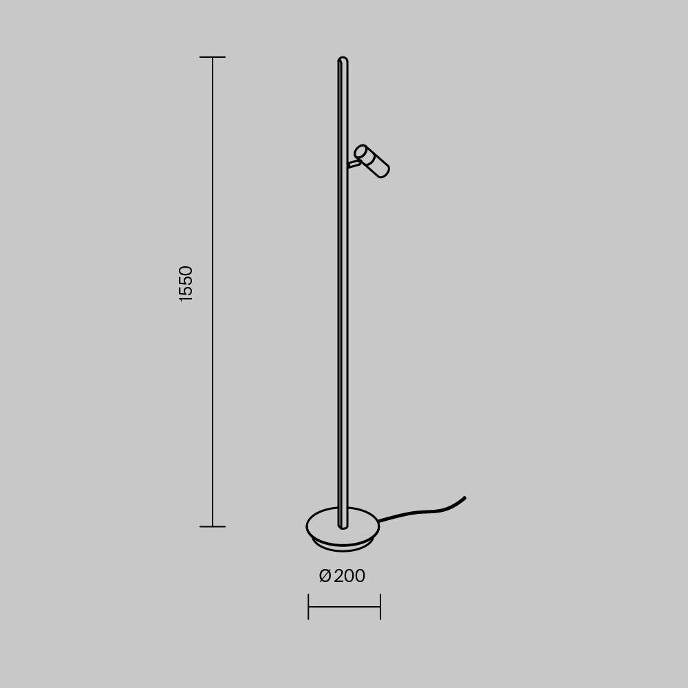 M MOD395FL-L28B3K Stojací lampa Thin 3000K 14W teplá bílá černý hliník stmívatelná - MAYTONI (obrázek 8)