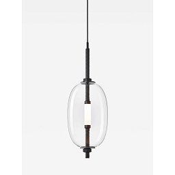 Obrázek pro produkt Závěsné svítidlo UNDER PRESSURE VERTICAL LITTLE transparentní sklo lesklé bez dekoru / černý lak / kabel černý - BROKIS