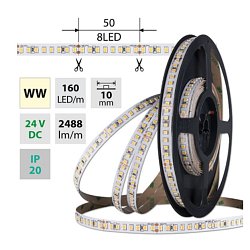 Obrázek pro produkt LED pásek WW 160LED/m 23W/24V 2986lm IP20 délka 1,2m vodič A 1,0m-X03