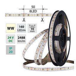 Obrázek pro produkt AKCE - LED pásek WW 160LED/m 23W/24V 2986lm IP20 délka 1,2m vodič A 1,0m-X03