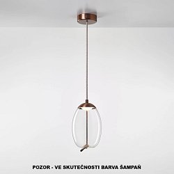 Obrázek pro produkt Závěsné svítidlo KNOT SMALL UOVO sklo transparentní / montura + baldachýn broušená champangne lak / provaz přírodní - BROKIS A