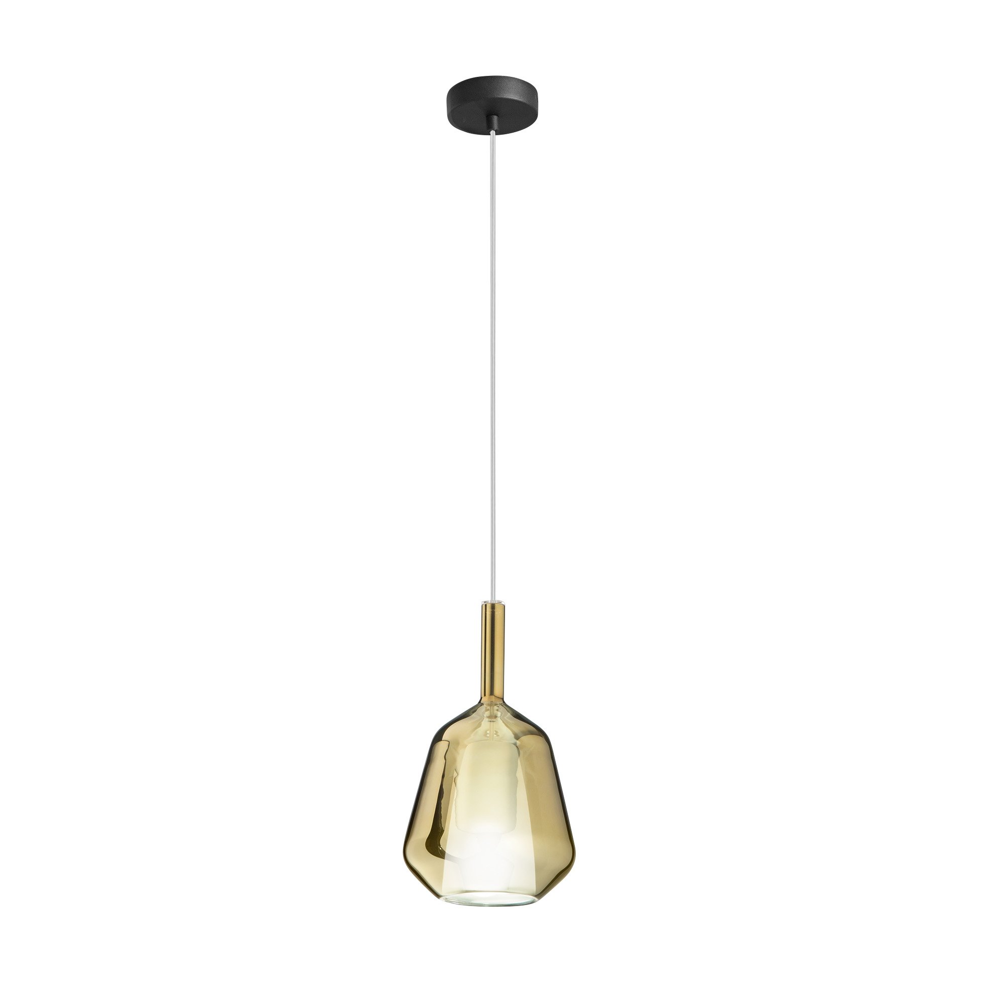FAN I-PIREX-S18-ORO Závěsné svítidlo z čirého skla Pirex zlaté s kabelem a spojkou 18x31 cm - FANEUROPE