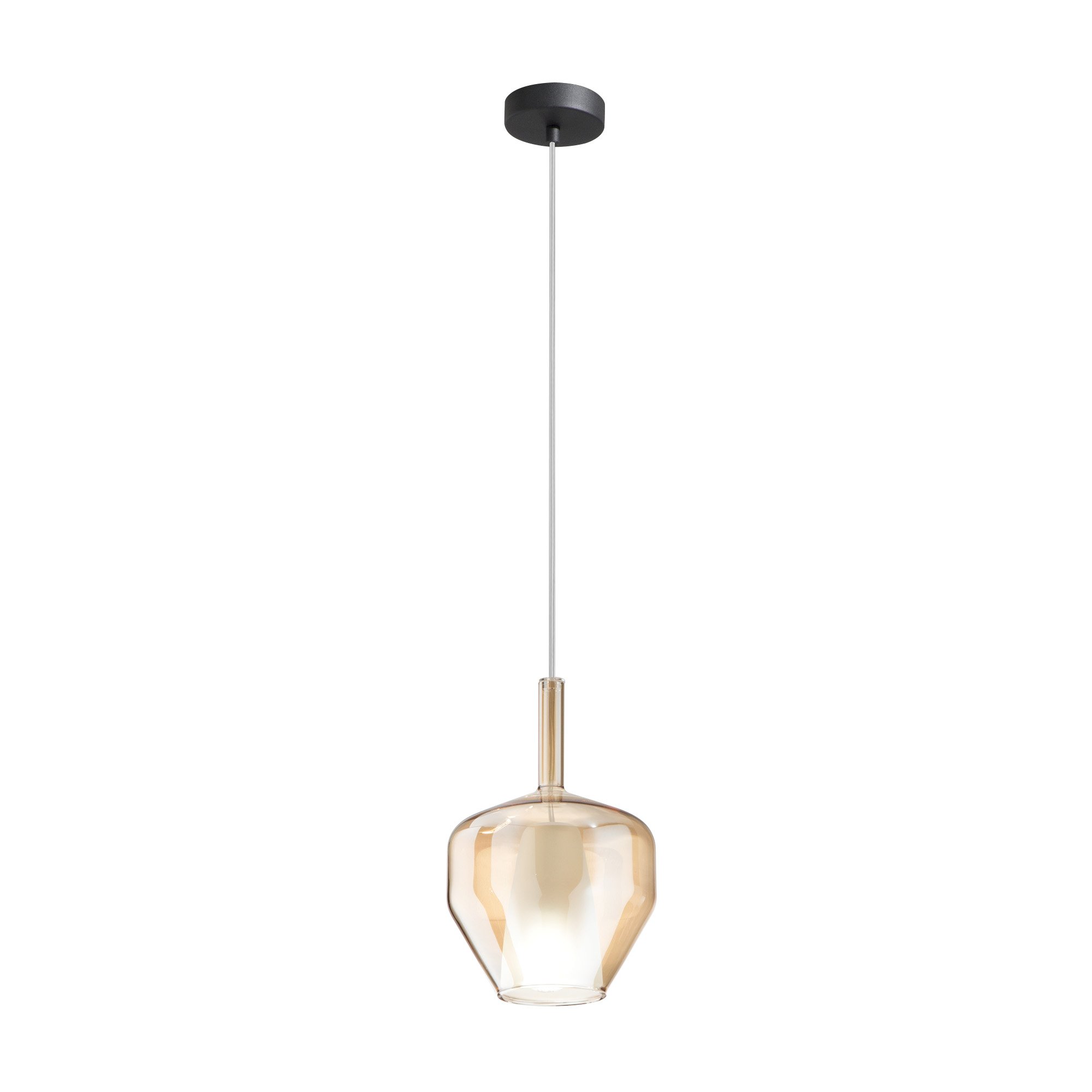 FAN I-PIREX-S20-AMB Závěsné svítidlo z jantarového skla Pirex s kabelem a spojkou 20x30 cm - FANEUROPE