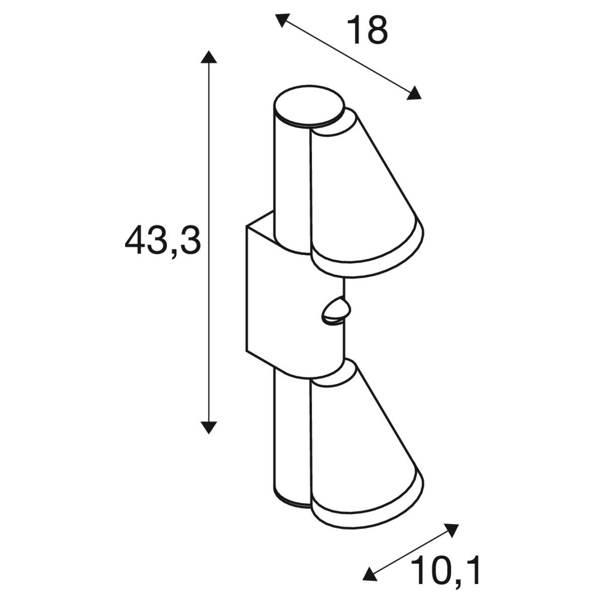 LA 1008011 T-TUBE nástěnné svítidlo pro povrchovou montáž, GU10, dvojité, senzor, IP44, max. 10 W, černé - BIG WHITE (SLV) (obrázek 4)