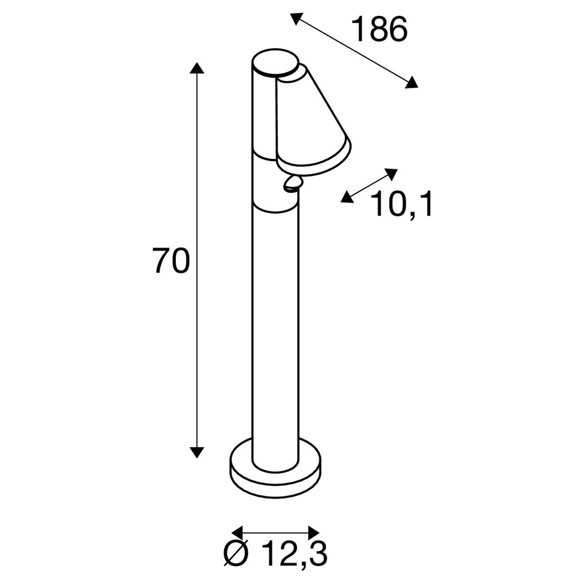 LA 1008014 T-TUBE 70 POLE venkovní volně stojící svítidlo, GU10, jednoduché, senzorové, IP44, max. 10 W, černé - BIG WHITE (SLV) (obrázek 5)