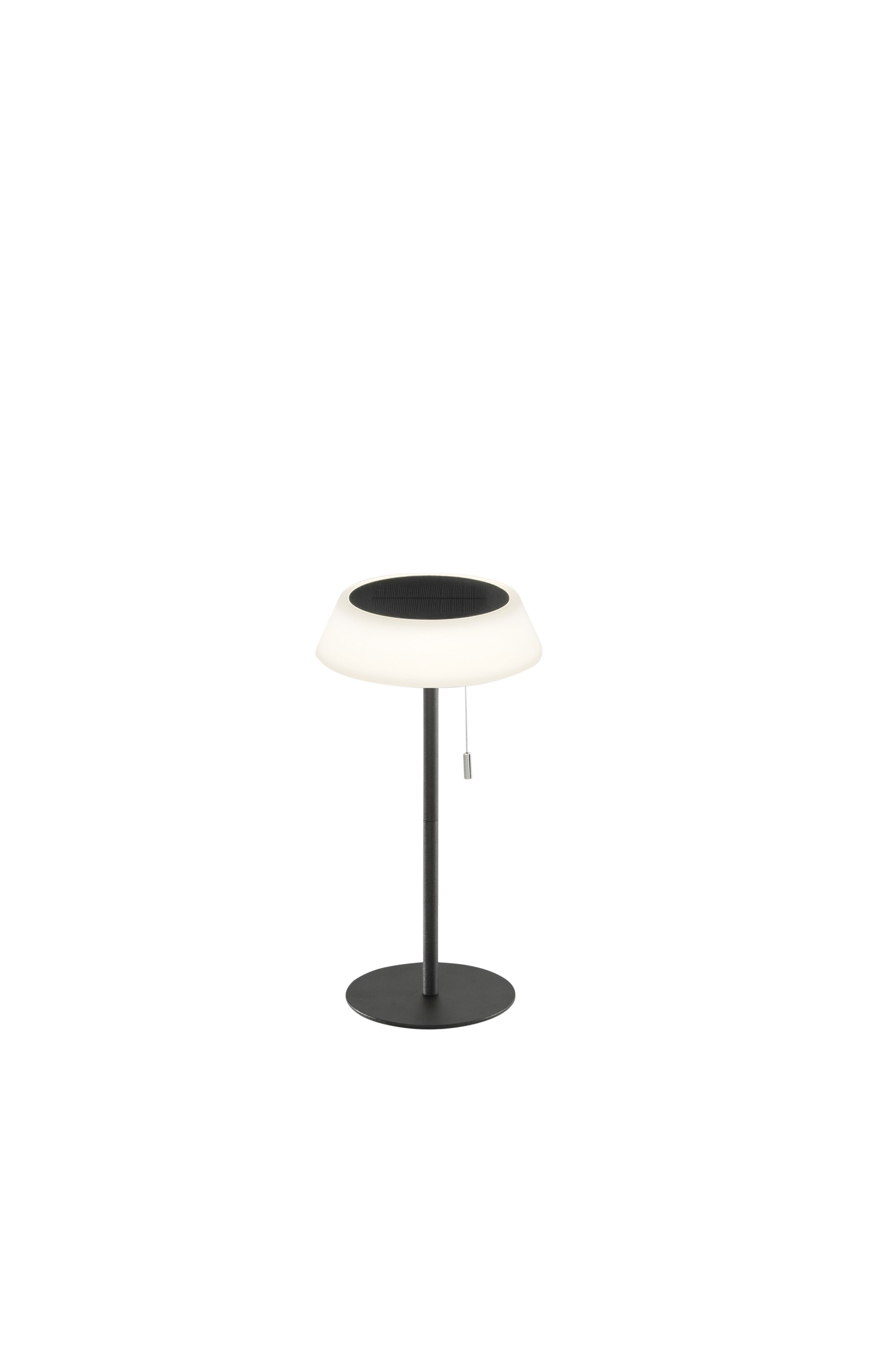 FAN LED-JIN-L-NER Solární stolní lampa Jin (černá), dobíjecí LED 1,2 W, stmívatelná 3000K, IP54, Ø 17 x 32 cm - FANEUROPE