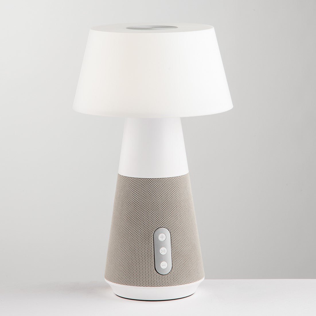 FAN LEDT-DECIBEL-GREY Nabíjecí svítidlo LAMPADA dobíjecí LED DECIBEL šedá, 4,5 W 300 lm CCT stmívatelné s reproduktorem Bluetooth 17x 28 cm - FANEUROPE