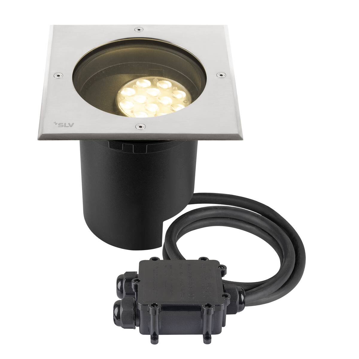 LA 1009169 DASAR® L svítidlo do země, asymetrické, 3000K, 70°/40°, IP65/IP67, hranaté, nerezová ocel / černá - BIG WHITE (SLV)