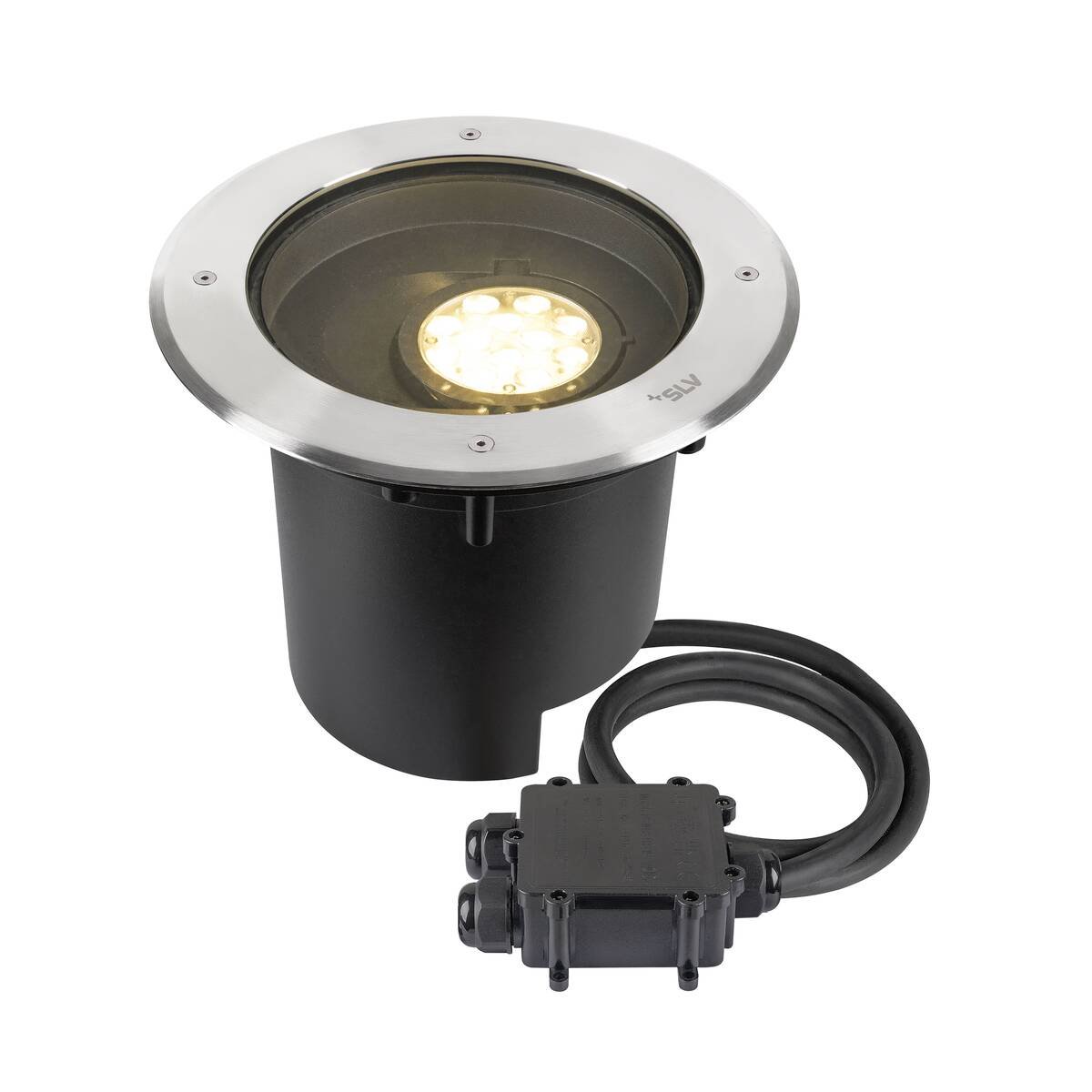 LA 1009170 DASAR® XL svítidlo do země, asymetrické, 3000K, 70°/40°, IP65/IP67, kulaté, nerezová ocel / černá - BIG WHITE (SLV)