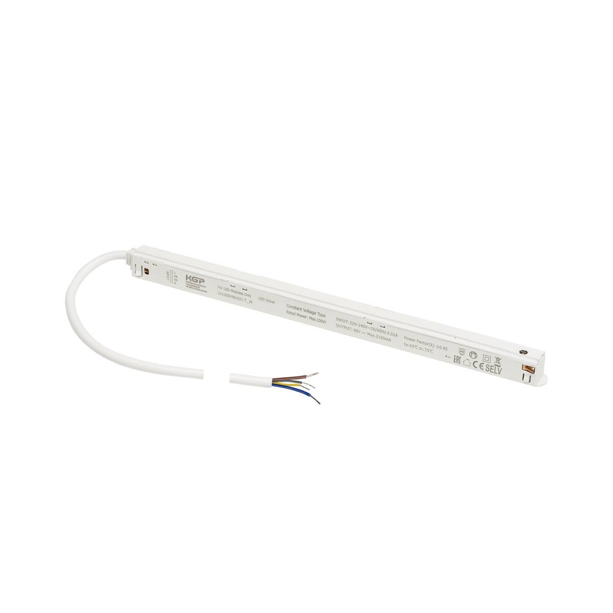 LA 1010447 48V SYSTEM Intrack LED driver, 48VDC, 100 W, včetně 300 cm připojovacího kabelu pro 220-240VAC a DALI průchozí kabeláž, bílý - BIG WHITE (SLV)