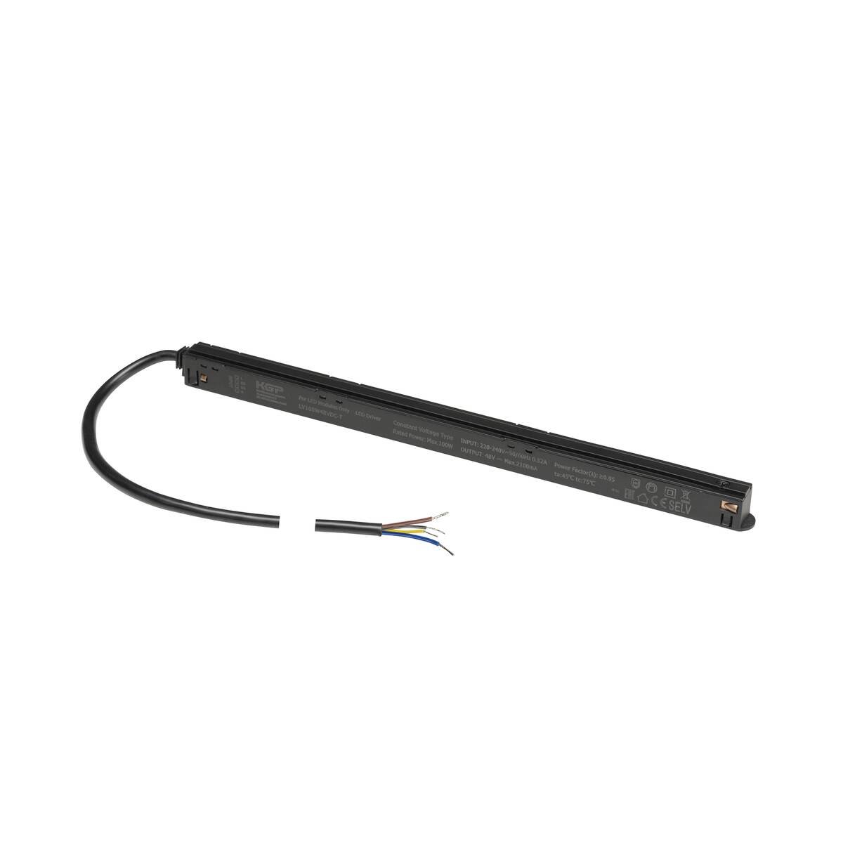 LA 1010446 48V SYSTEM Intrack LED driver, 48VDC, 100 W, včetně 300 cm připojovacího kabelu pro 220-240VAC a průchozího vedení DALI, černý - BIG WHITE (SLV)